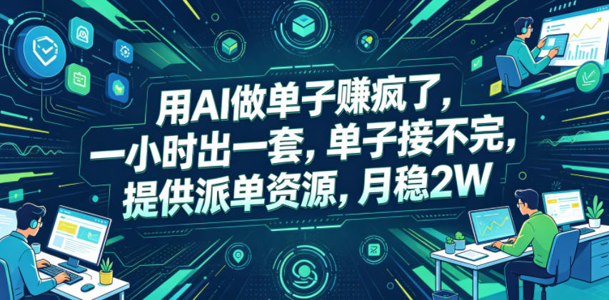 用AI做单子賺疯了，一小时出一套，单子接不完，提供派单资源，月稳2W【揭秘】-吾爱云课堂