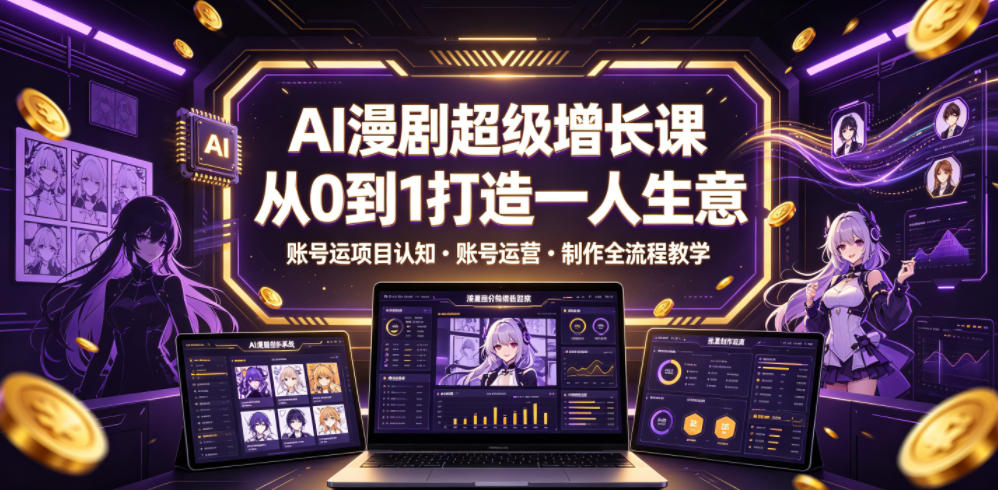 AI漫剧超级增长课，从0到1打造一人生意，项目认知・账号运营・制作全流程教学-吾爱云课堂