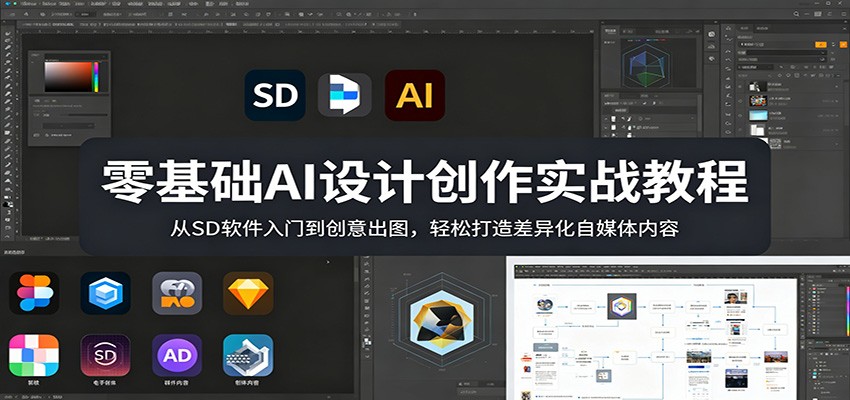 零基础AI设计创作实战教程:从SD软件入门到创意出图,轻松打造差异化自媒体内容-吾爱云课堂