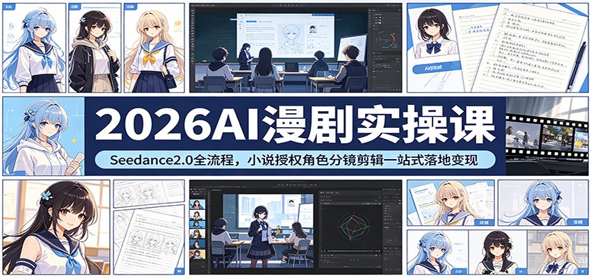 2026AI漫剧实操课：Seedance2.0全流程，小说授权角色分镜剪辑一站式落地变现-吾爱云课堂