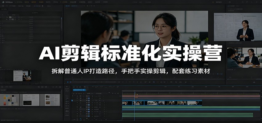 AI剪辑标准化实操营：拆解普通人IP打造路径，手把手实操剪辑，配套练习素材-吾爱云课堂
