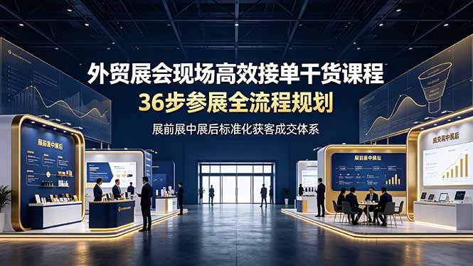 外贸展会现场高效接单干货课程，36步参展全流程规划，展前展中展后标准化获客成交体系-吾爱云课堂