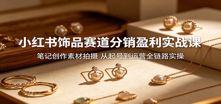 小红书饰品赛道分销盈利实战课：笔记创作素材拍摄，从起号到运营全链路实操-吾爱云课堂