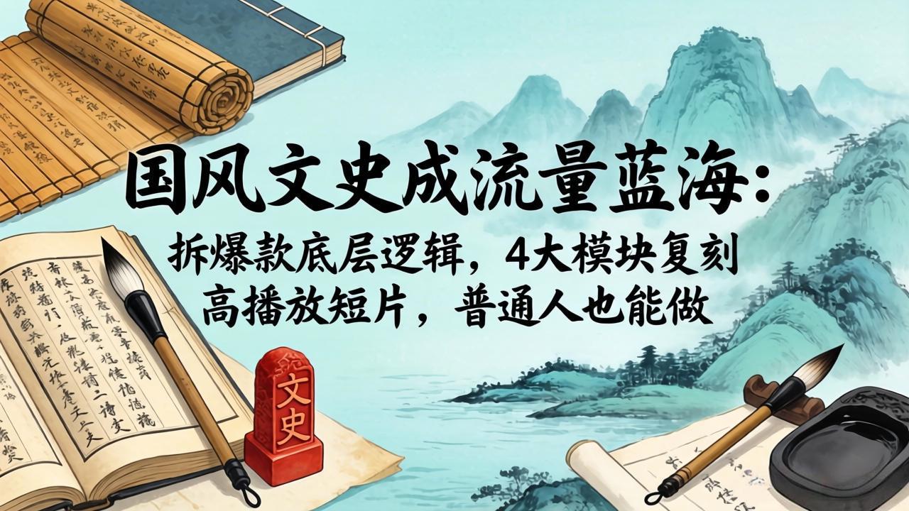 国风文史成流量蓝海：拆爆款底层逻辑，4大模块复刻高播放短片，普通人也能做-吾爱云课堂