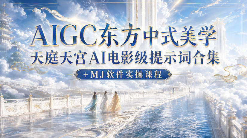 AIGC东方中式美学天庭天宫AI电影级提示词合集+MJ软件实操课程-吾爱云课堂