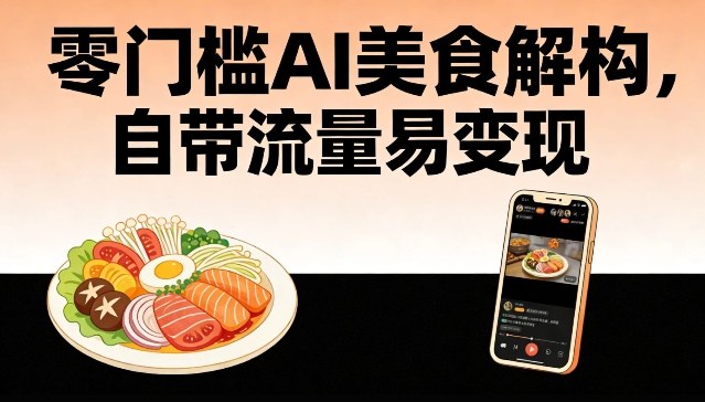 零门槛AI美食解构，自带流量易变现-吾爱云课堂