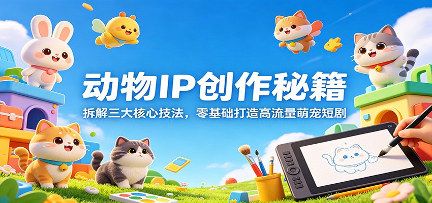 动物IP创作秘籍：拆解三大核心技法，零基础打造高流量萌宠短剧-吾爱云课堂
