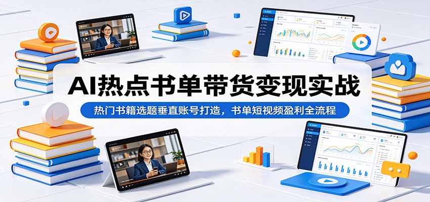 AI热点书单带货变现实战：热门书籍选题垂直账号打造，书单短视频盈利全流程-吾爱云课堂