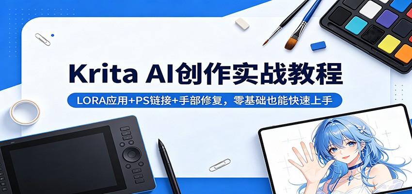 Krita AI创作实战教程：LORA应用+PS链接+手部修复，零基础也能快速上手-吾爱云课堂