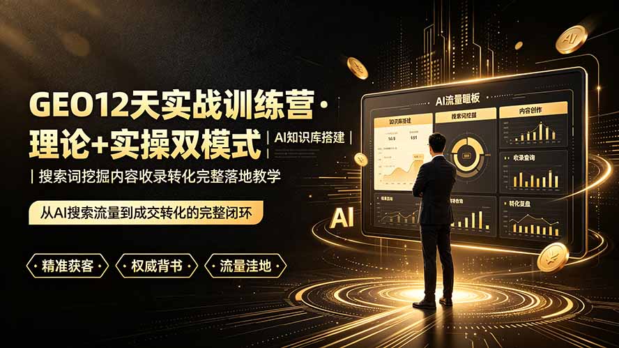 GEO12天实战训练营·理论+实操双模式｜AI知识库搭建｜搜索词挖掘内容收录转化完整落地教学-吾爱云课堂