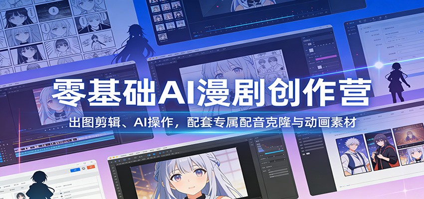 零基础AI漫剧创作营：出图剪辑、AI操作，配套专属配音克隆与动画素材-吾爱云课堂