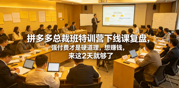 拼多多总裁班特训营下线课复盘，强付费才是硬道理，想賺钱，来这2天就够了-吾爱云课堂