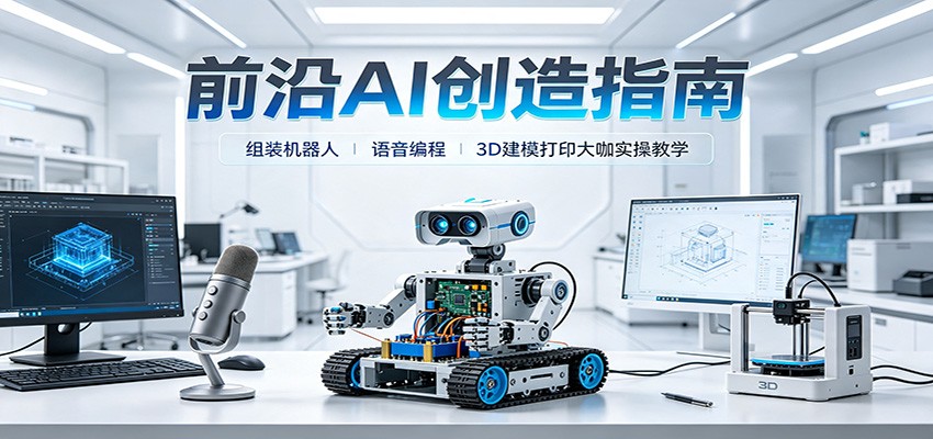 前沿AI创造指南：组装机器人、语音编程、3D建模打印大咖实操教学-吾爱云课堂
