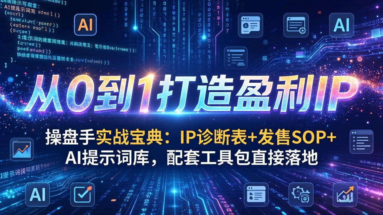 操盘手实战宝典：IP诊断表+发售SOP+AI提示词库，配套工具包直接落地，从0到1打造盈利IP-吾爱云课堂