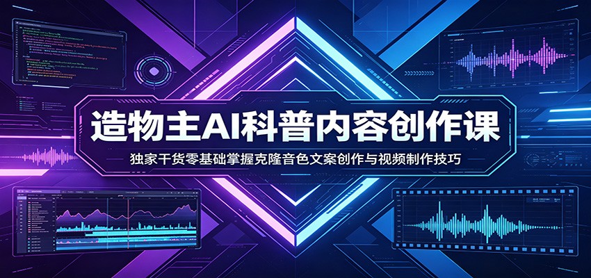 AI科普内容创作课：独家干货零基础掌握克隆音色文案创作与视频制作技巧-吾爱云课堂