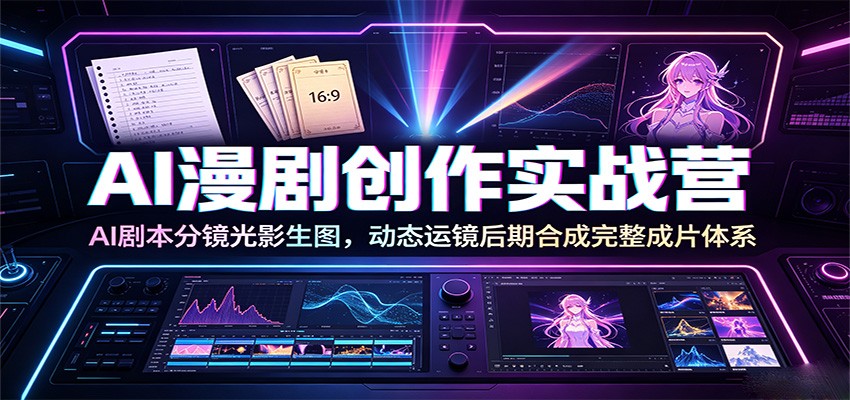AI漫剧创作实战营：AI剧本分镜光影生图，动态运镜后期合成完整成片体系-吾爱云课堂