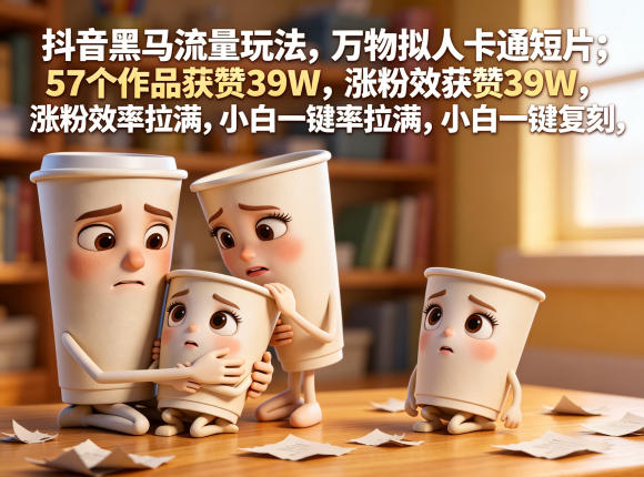 抖音黑马流量玩法，万物拟人卡通短片，57个作品获赞39W，涨粉效率拉满，小白一键复刻，保姆级拆解-吾爱云课堂