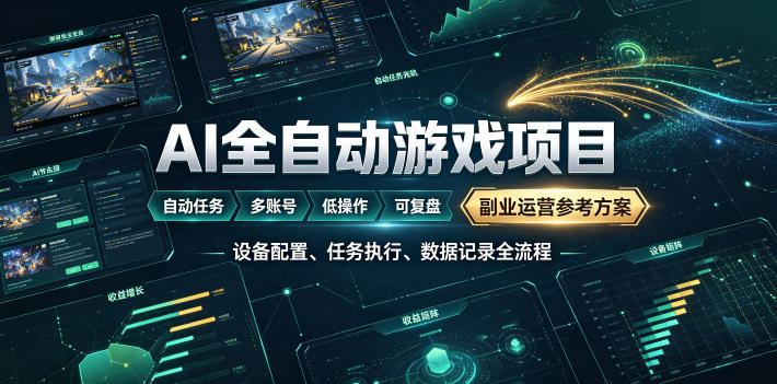 AI全自动游戏躺賺副业：日入几百，稳定运行三年的项目！【揭秘】-吾爱云课堂