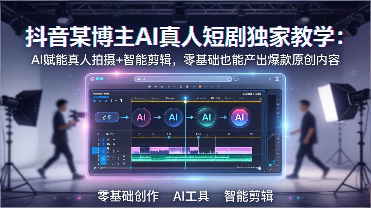 抖音某博主AI真人短剧独家教学：AI赋能真人拍摄+智能剪辑，零基础也能产出爆款原创内-吾爱云课堂