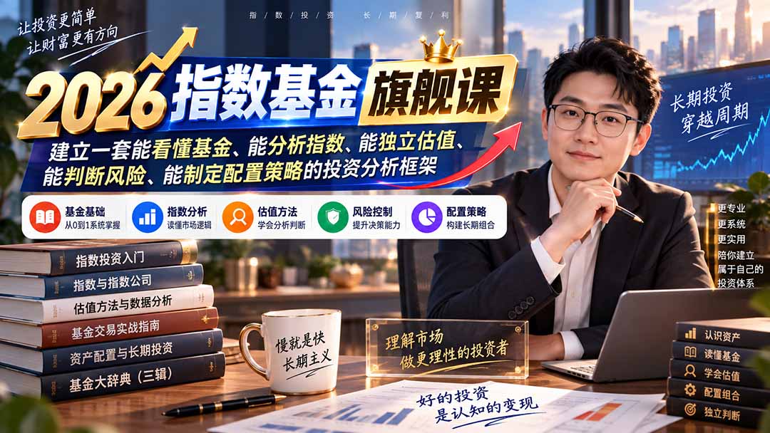 2026指数基金旗舰课｜建立一套能看懂基金、能分析指数、能独立估值、能判断风险、能制定配置策略的投资分析框架-吾爱云课堂