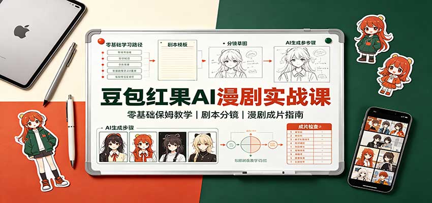 豆包红果AI漫剧实战课：零基础保姆教学，剧本分镜，漫剧成片指南-吾爱云课堂