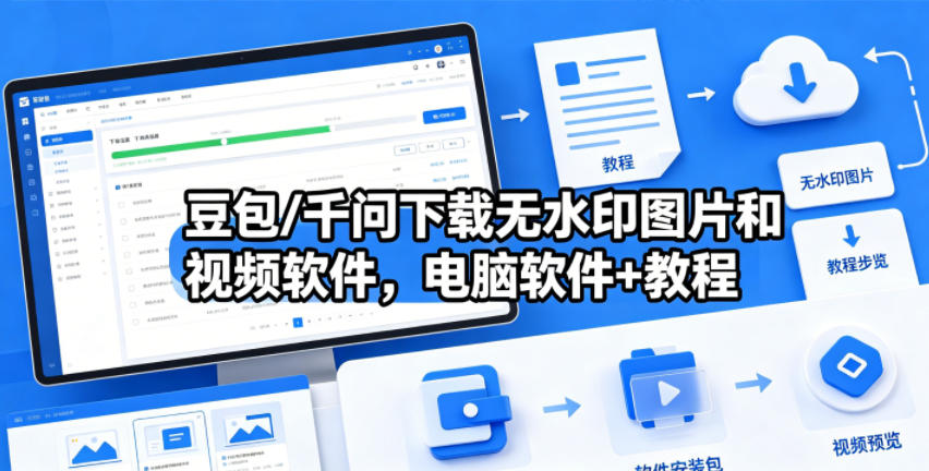 豆包/千问下载无水印图片和视频软件，电脑软件+教程-吾爱云课堂