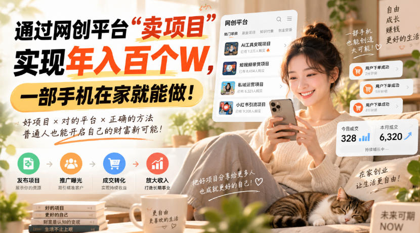 靠卖网创项目变现，一年拿下百万收益！一台手机就能操作！-吾爱云课堂