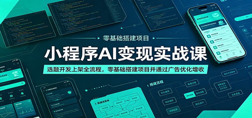小程序AI变现实战课：选题开发上架全流程，零基础搭建项目并通过广告优化增收-吾爱云课堂