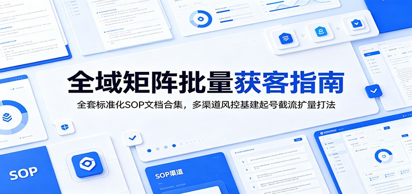 全域矩阵批量获客指南：全套标准化SOP文档合集，多渠道风控基建起号截流扩量打法-吾爱云课堂
