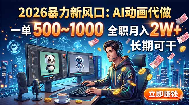 2026暴力新风口：AI动画代做，一单500~1000，全职月入2W+，长期可干-吾爱云课堂
