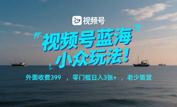 视频号蓝海小众玩法！外面收费399，零门槛日入3张+，老少皆宜-吾爱云课堂