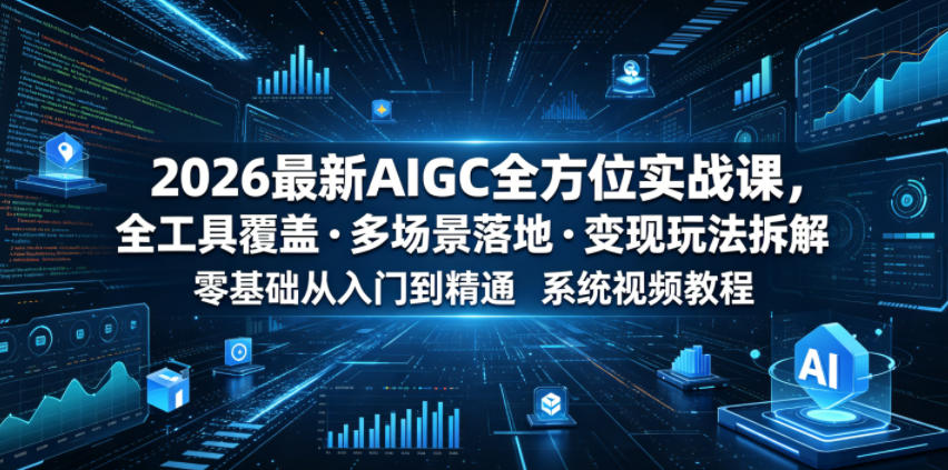 2026最新AIGC全方位实战课，全工具覆盖・多场景落地・变现玩法拆解，零基础从入门到精通系统视频教程-吾爱云课堂