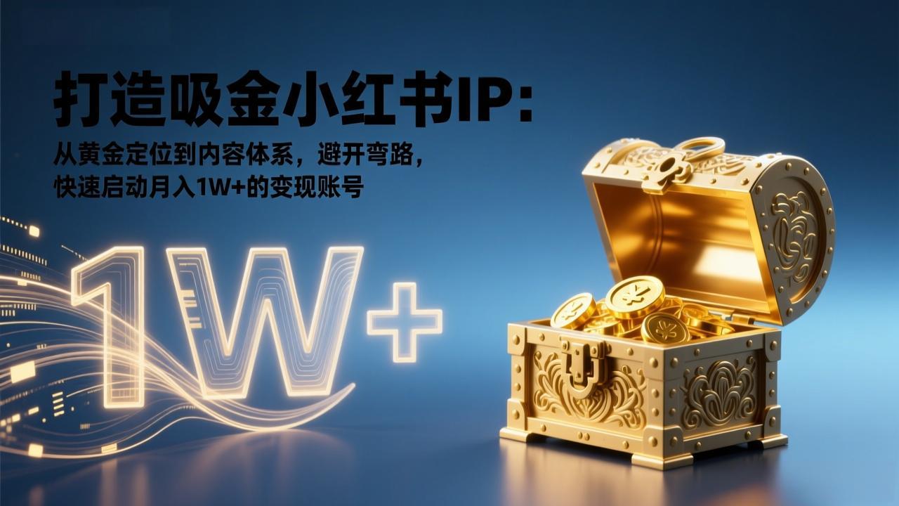 打造吸金小红书IP：从黄金定位到内容体系，避开弯路，快速启动月入1W+的变现账号-吾爱云课堂