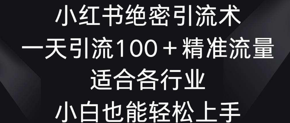 小红书绝密引流术,一天引流100+精准流量,适合各个行业,小白也能轻松上手【揭秘】-吾爱云课堂