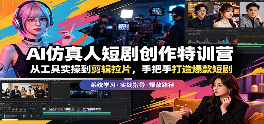 AI仿真人短剧创作特训营：从工具实操到剪辑拉片，手把手打造爆款短剧-吾爱云课堂