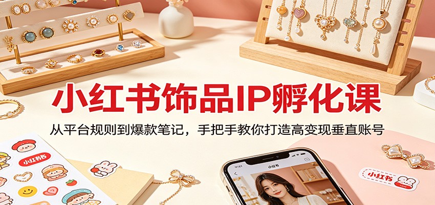 小红书饰品IP孵化课：从平台规则到爆款笔记，手把手教你打造高变现垂直账号-吾爱云课堂