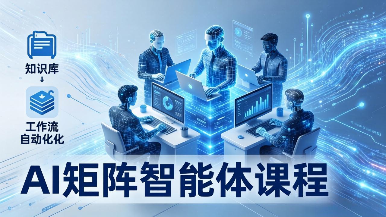 AI矩阵智能体实战：100个数字员工批量生产内容，文本知识库+工作流自动化全搞定-吾爱云课堂