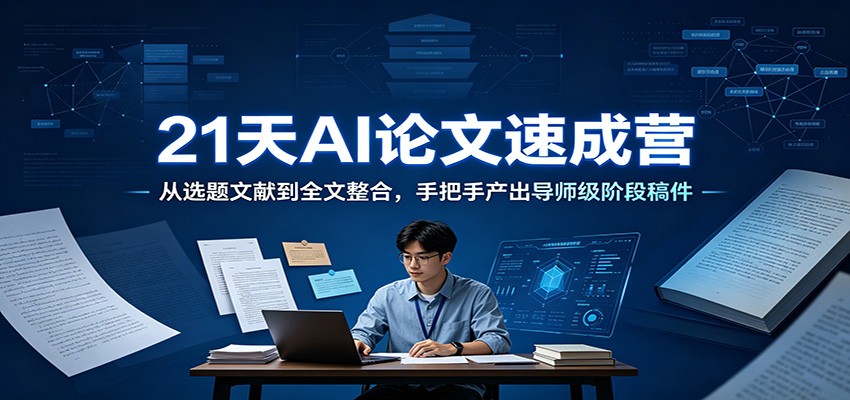 21天AI论文速成营:从选题文献到全文整合,手把手产出导师级阶段稿件-吾爱云课堂