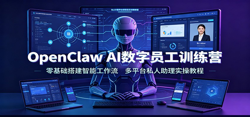 OpenClaw AI数字员工训练营：零基础搭建智能工作流，多平台私人助理实操教程-吾爱云课堂