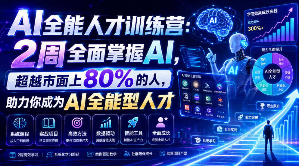 AI全能人才训练营:2周全面掌握AI,超越市面上80%的人,助力你成为AI全能型人才-吾爱云课堂