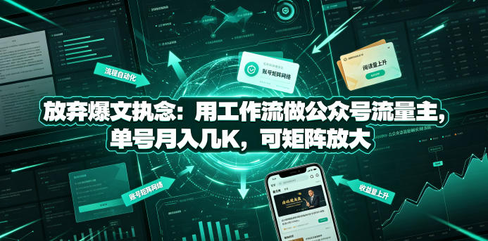 放弃爆文执念：用工作流做公众号流量主，单号月入几K，可矩阵放大-吾爱云课堂
