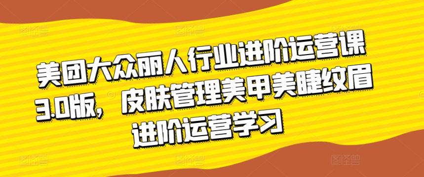 美团大众丽人行业进阶运营课3.0版,皮肤管理美甲美睫纹眉进阶运营学习-吾爱云课堂