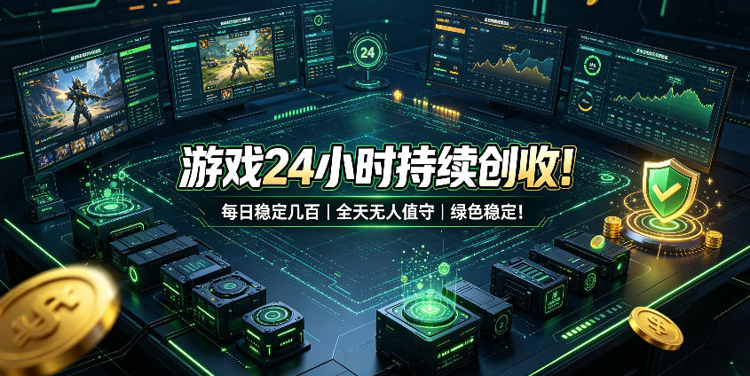 游戏24小时持续创收！每日稳定几百，全天无人值守，绿色稳定！【揭秘】-吾爱云课堂