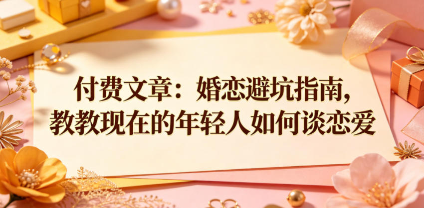 付费文章：婚恋避坑指南，教教现在的年轻人如何谈恋爱-吾爱云课堂