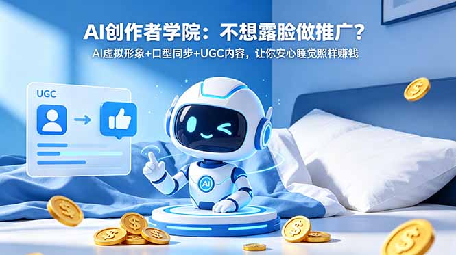 AI创作者学院：不想露脸做推广？AI虚拟形象+口型同步+UGC内容，让你安心睡觉照样赚钱-吾爱云课堂