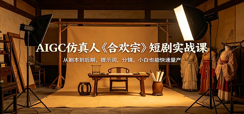AIGC仿真人《合欢宗》短剧实战课：从剧本到后期，提示词，分镜，小白也能快速量产-吾爱云课堂