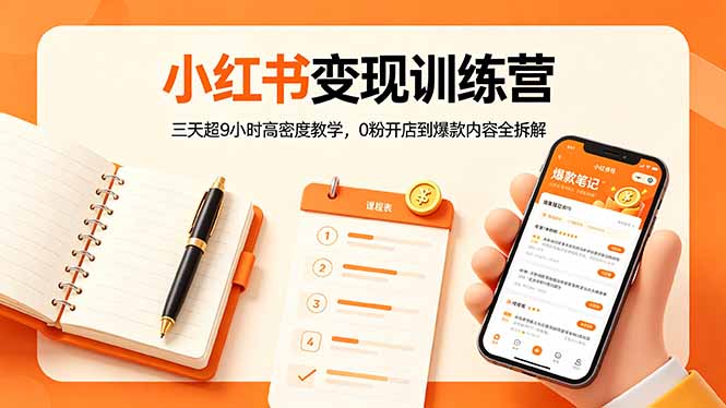 小红书变现训练营：三天超9小时高密度教学，0粉开店到爆款内容全拆解-吾爱云课堂