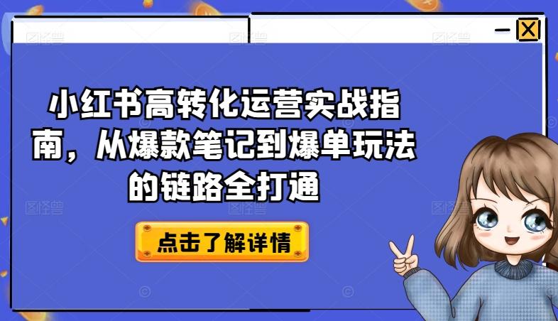 小红书高转化运营实战指南，从爆款笔记到爆单玩法的链路全打通-吾爱云课堂