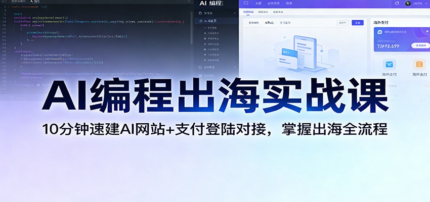 AI编程出海实战课：10分钟速建AI网站+支付登陆对接，掌握出海全流程-吾爱云课堂