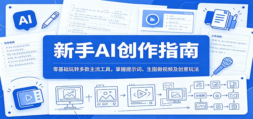 新手AI创作指南：零基础玩转多款主流工具，掌握提示词、生图做视频及创意玩法-吾爱云课堂